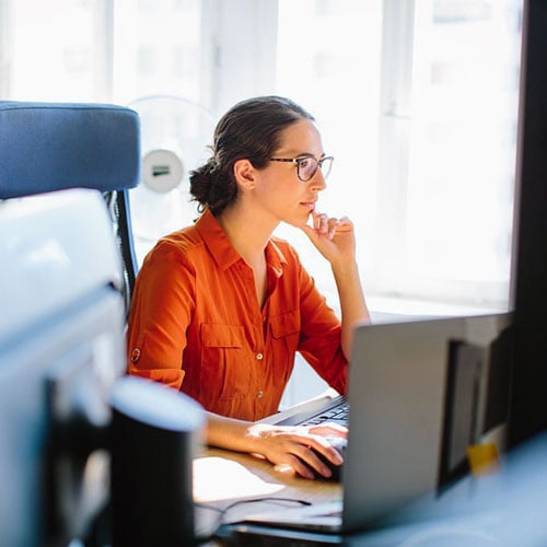business woman working at her desk