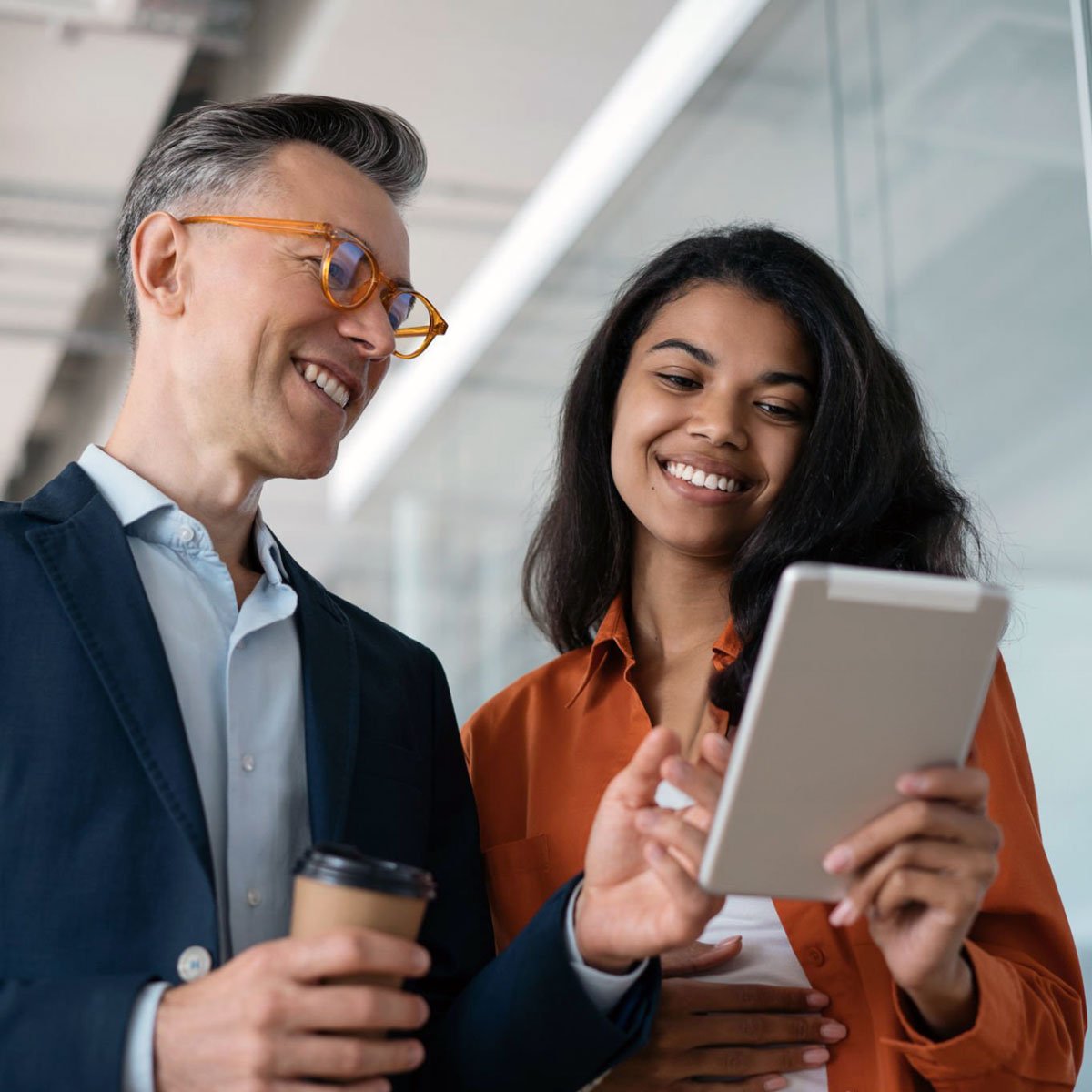 business people planning on tablet
