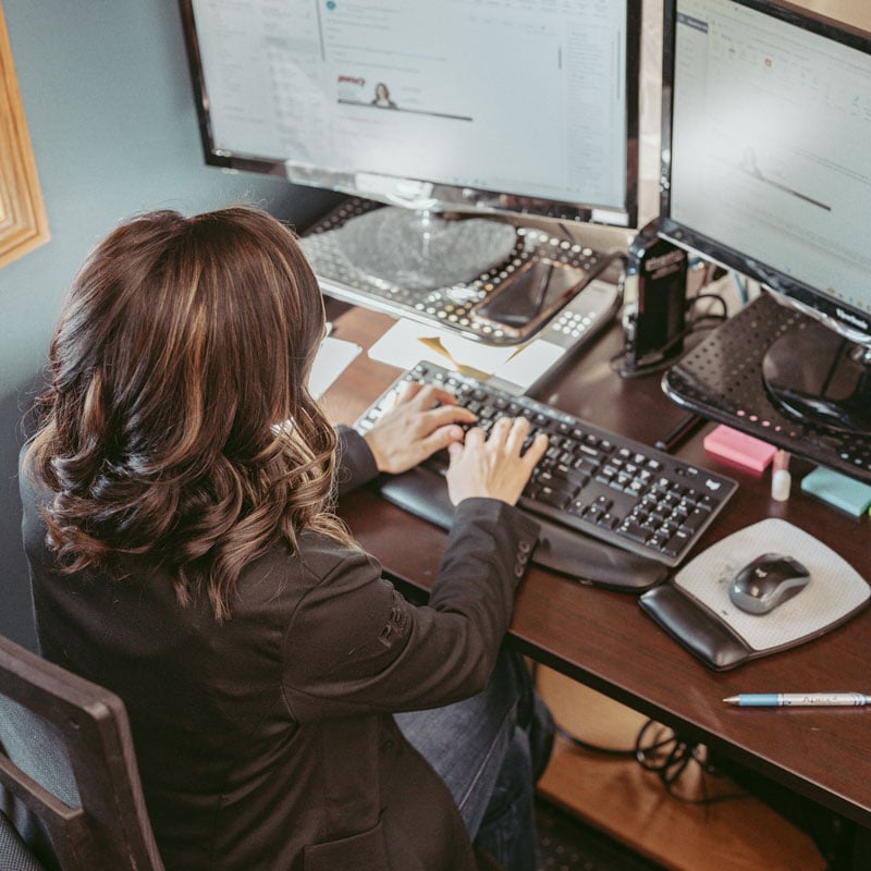 Woman working on computer