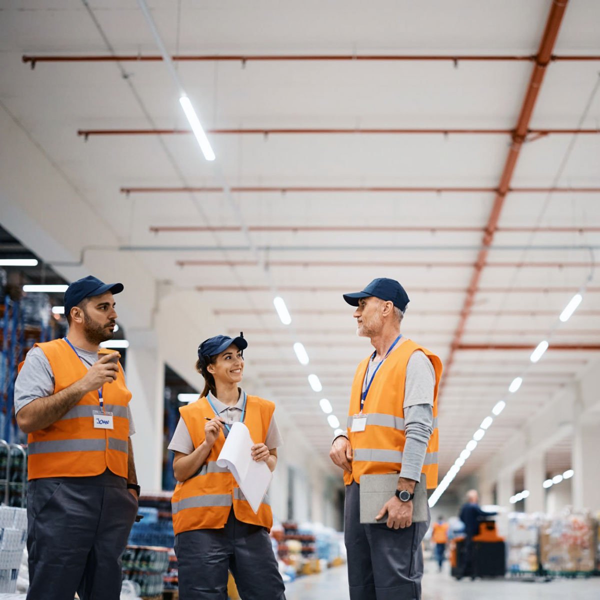 warehouse dispatchers conversing